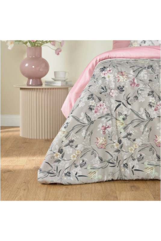 Parure de lit En Satin De Coton - Lirka - Grey - 200x220cm
