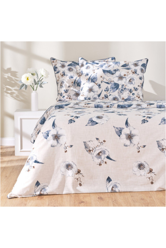 Parure de lit En Satin De Coton Avec Passeplement - Ondelle - Ecru - 200x220cm