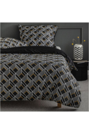 Parure de lit En Satin De Coton - Freder - Black - 160x200cm