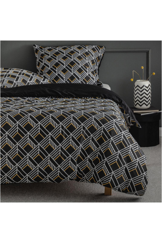 Parure de lit En Satin De Coton - Freder - Black - 160x200cm