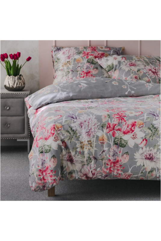 Parure de lit En Satin De Coton - Estera - Light Grey - 160x200cm