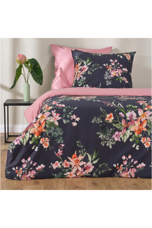 Parure de lit En Satin De Coton - Lalora - Dark Violet - 160x200cm