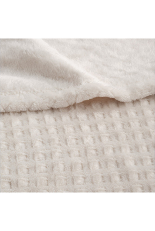 Couverture Unie Jacquard - Zefio - Cream - 150x200cm