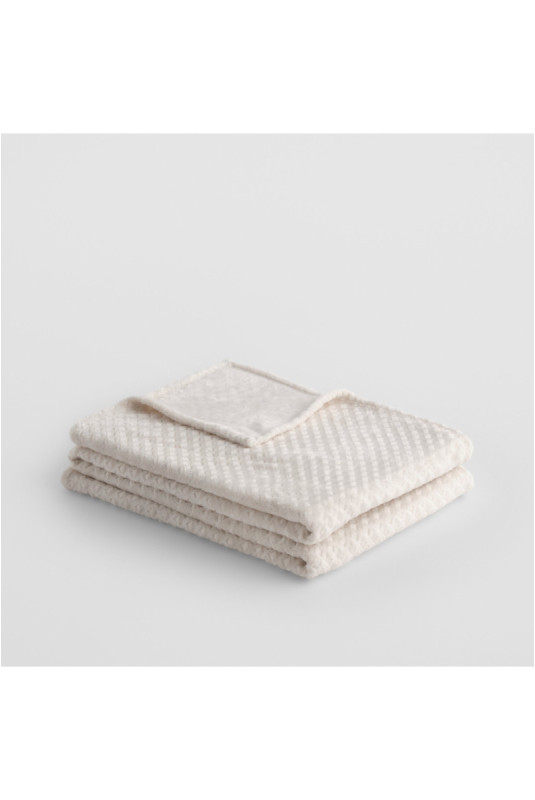 Couverture Unie Jacquard - Zefio - Cream - 150x200cm