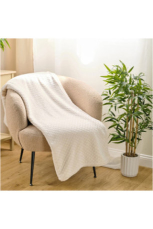 Couverture Unie Jacquard - Zefio - Cream - 150x200cm
