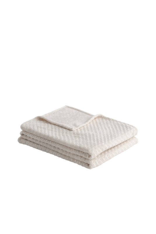Couverture Unie Jacquard - Zefio - Cream - 150x200cm