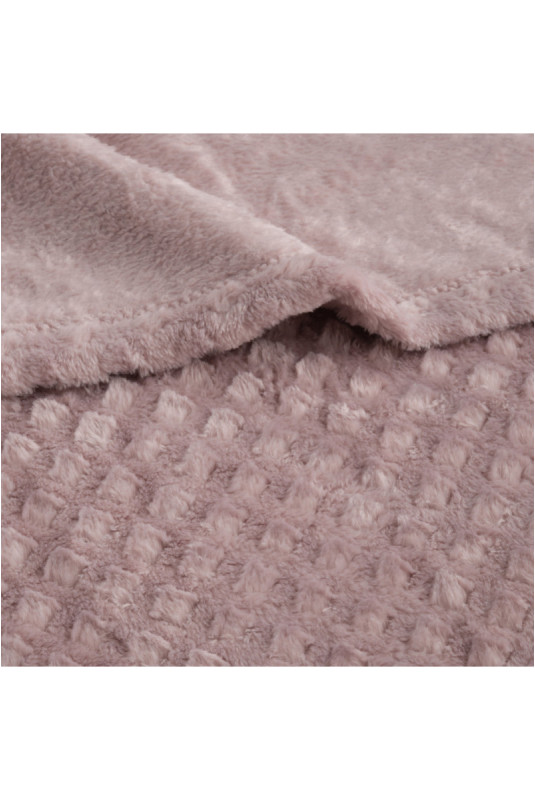Couverture Unie Jacquard - Zefio - Powder Pink - 150x200cm