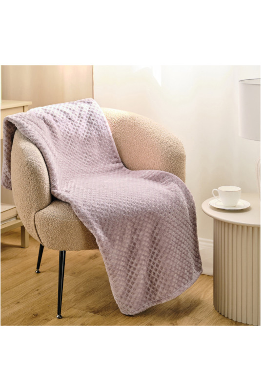 Couverture Unie Jacquard - Zefio - Powder Pink - 150x200cm