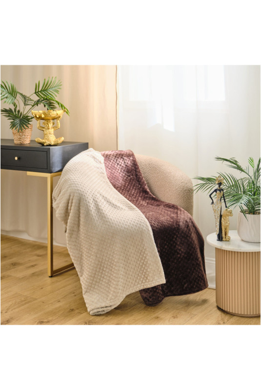 Couverture Unie Jacquard - Zefio - Light Beige - 150x200cm