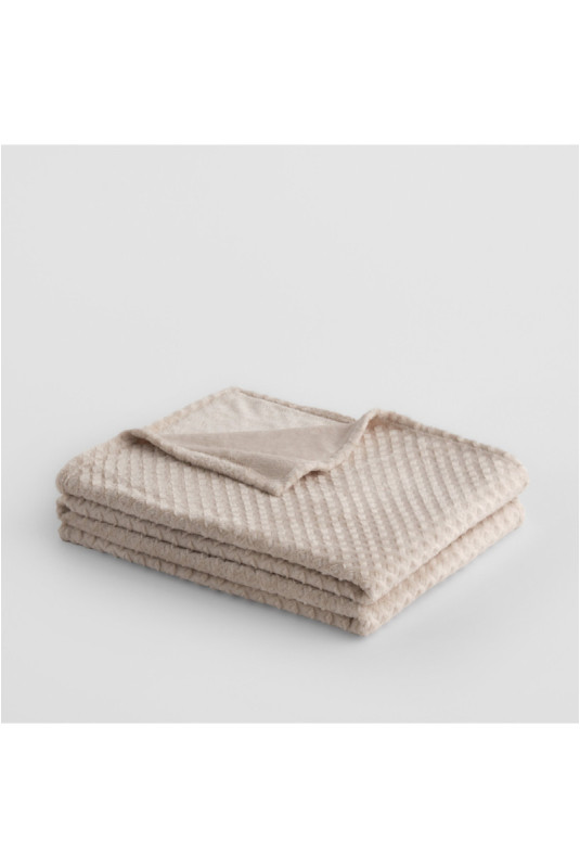 Couverture Unie Jacquard - Zefio - Light Beige - 150x200cm