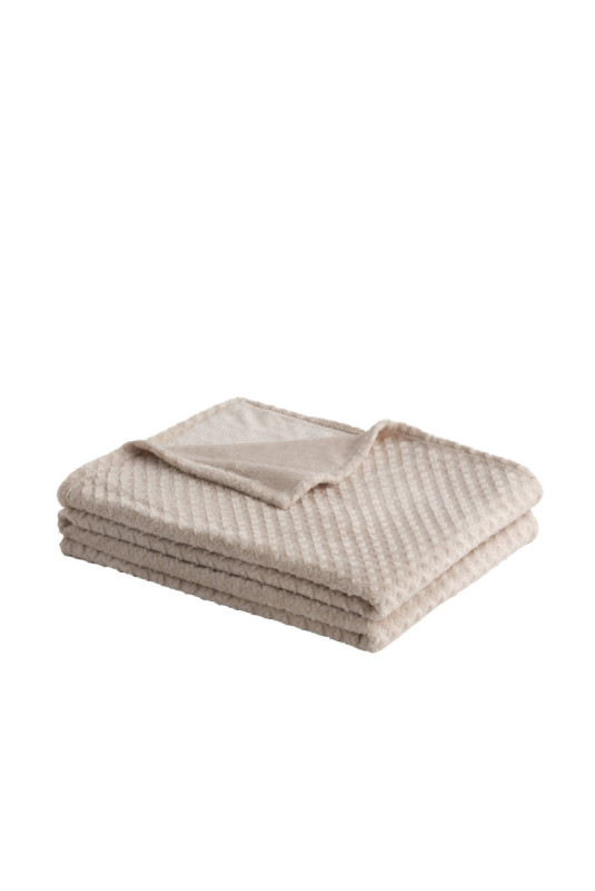 Couverture Unie Jacquard - Zefio - Light Beige - 150x200cm