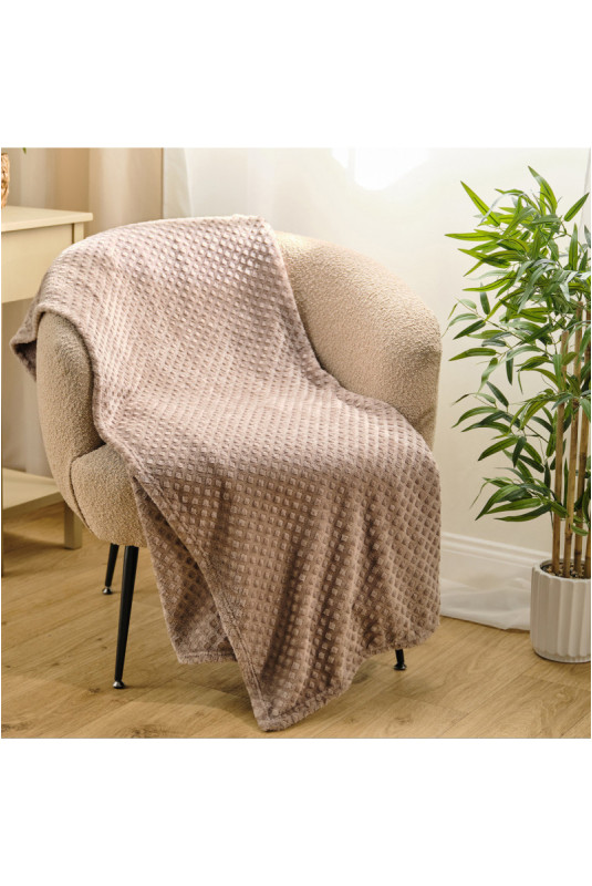Couverture Unie Jacquard - Zefio - Taupe - 150x200cm