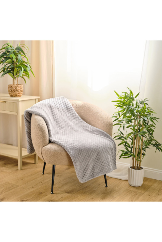 Couverture Unie Jacquard - Zefio - Grey - 150x200cm
