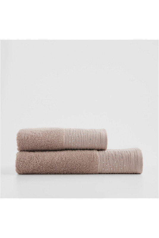 Serviette De Bain Décorative - Cristales - Dark Beige - 70x130cm