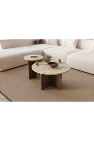 Ensemble de Table basse - Travertin Noyer