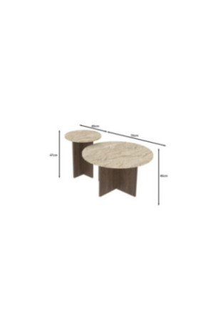 Ensemble de Table basse - Travertin Noyer