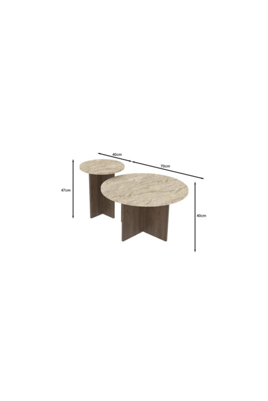 Ensemble de Table basse - Travertin Noyer