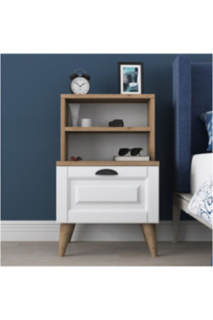 Table de nuit - Blanc noyer