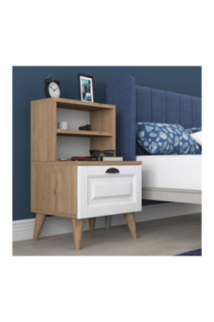 Table de nuit - Blanc noyer