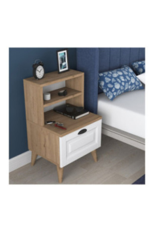 Table de nuit - Blanc noyer