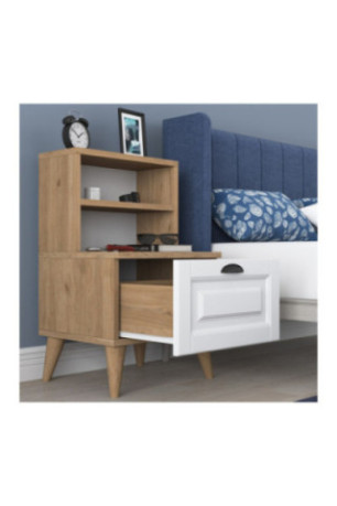 Table de nuit - Blanc noyer