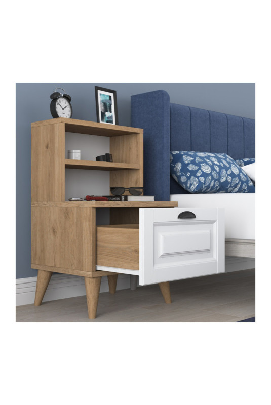Table de nuit - Blanc noyer