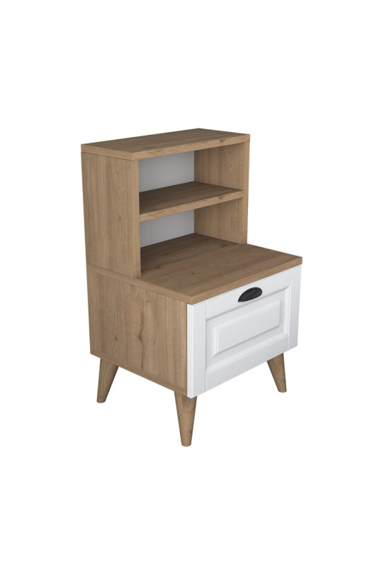 Table de nuit - Blanc noyer