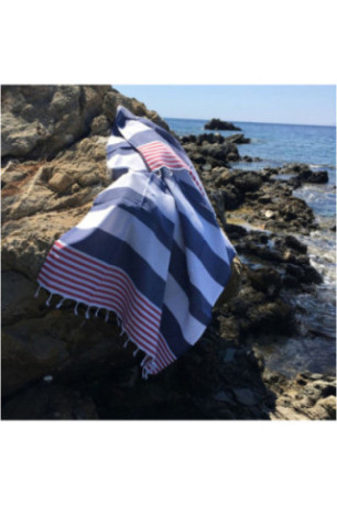 Fouta - Rouge Bleu Blanc - 100x180cm