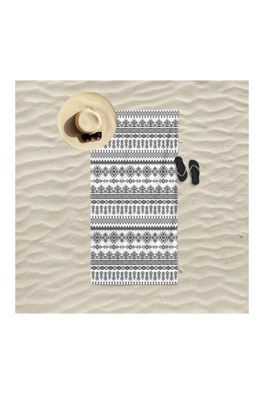 Serviette de plage - Noir et blanc - 75x150cm