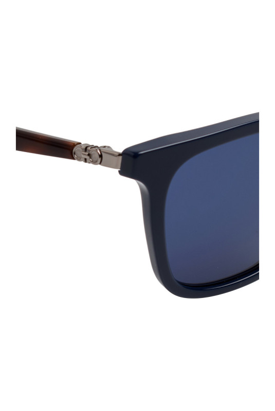 Lunettes de soleil rectangulaires homme bleu marine et marron 52 mm