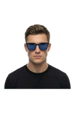 Lunettes de soleil rectangulaires homme bleu marine et marron 52 mm