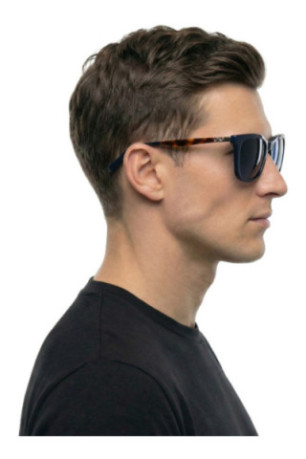 Lunettes de soleil rectangulaires homme bleu marine et marron 52 mm