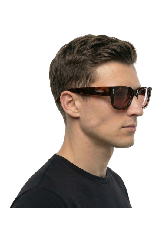 Lunettes de soleil rectangulaires Homme Écaille