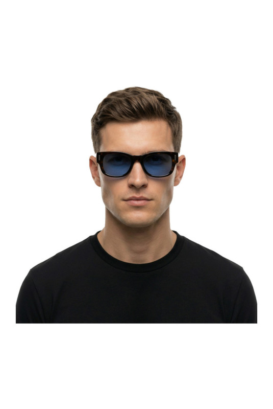 Lunettes de soleil rectangulaires Homme Havane foncé