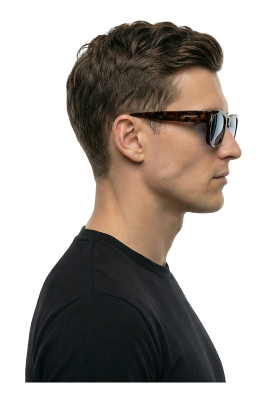 Lunettes de soleil rectangulaires Homme Havane foncé
