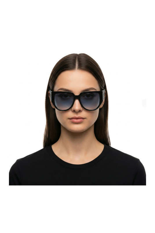 Lunettes de soleil ovales noires 57 mm