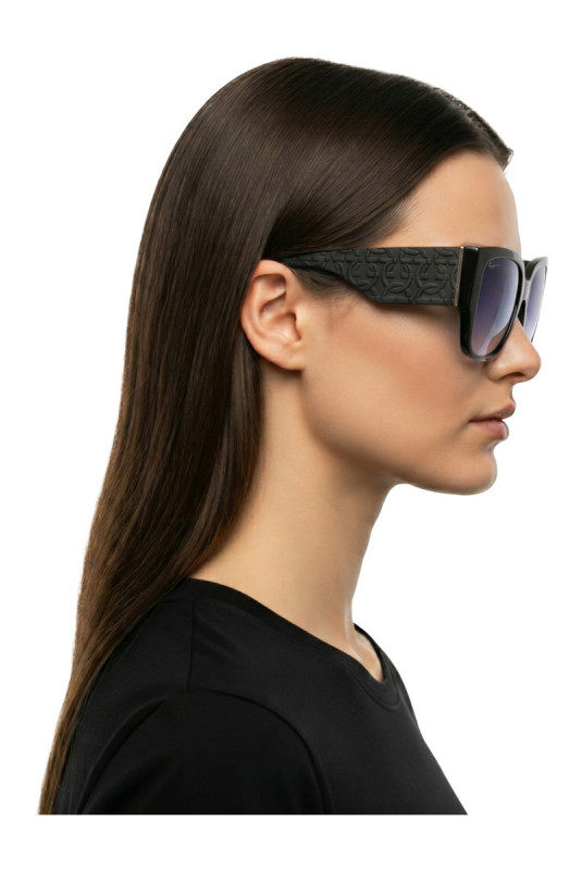 Lunettes de soleil ovales noires 57 mm