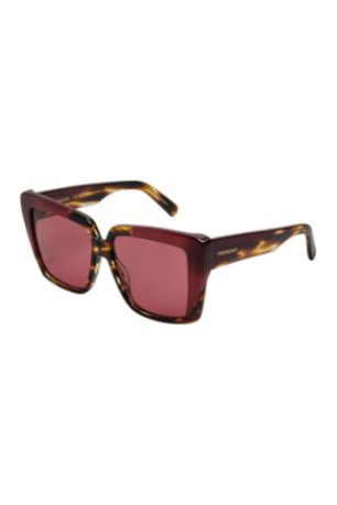 Lunettes de soleil rectangulaires Femme Marron foncé bordeaux 55 mm