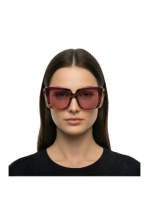 Lunettes de soleil rectangulaires Femme Marron foncé bordeaux 55 mm