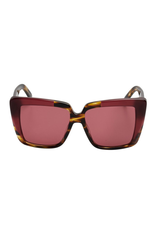 Lunettes de soleil rectangulaires Femme Marron foncé bordeaux 55 mm