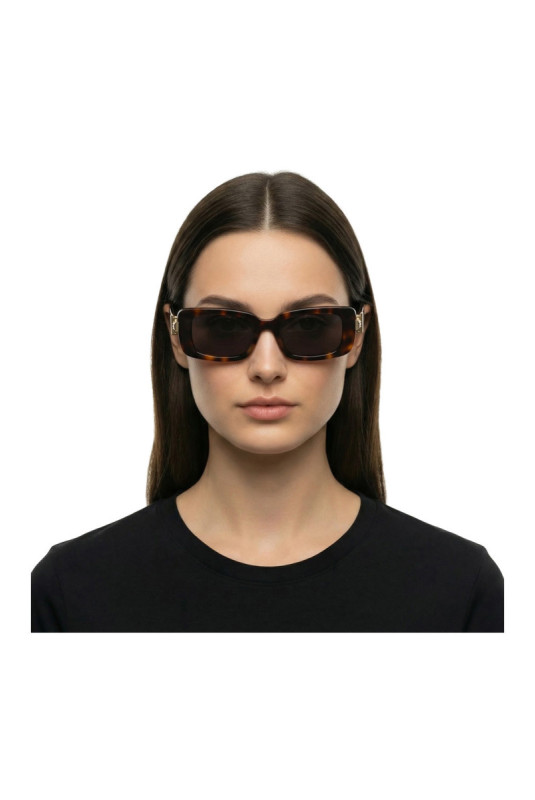 Lunettes de soleil rectangulaires femme Havane 52 mm