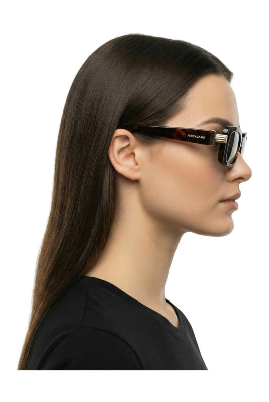 Lunettes de soleil rectangulaires femme Havane 52 mm