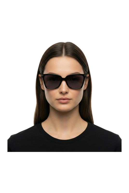 Lunettes de soleil carrées Femme Noir 56 mm