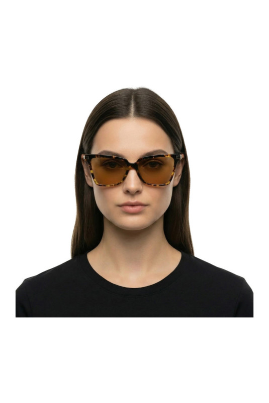 Lunettes de soleil carrées Femme Écaille 56 mm