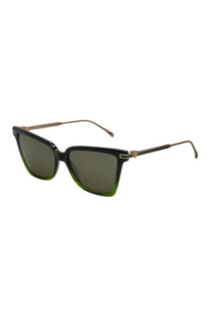 Lunettes de soleil carrées Femme Noir et vert 56 mm
