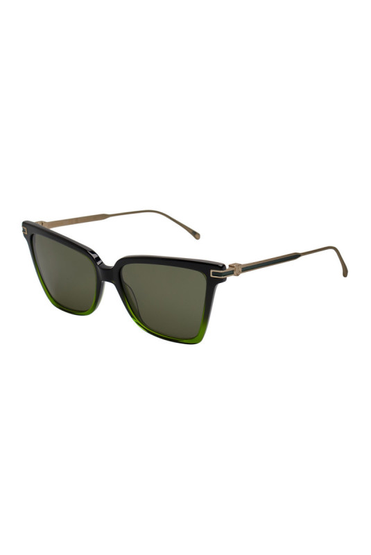 Lunettes de soleil carrées Femme Noir et vert 56 mm