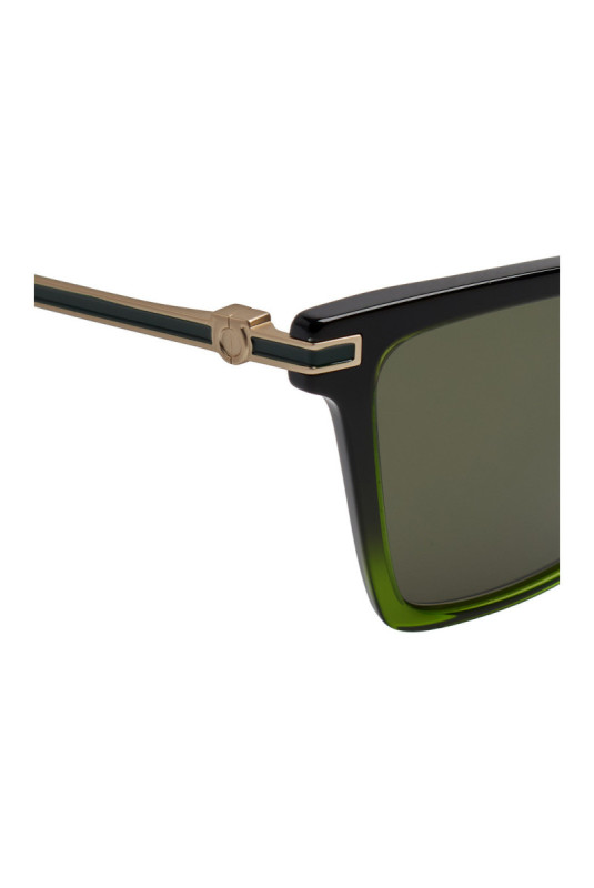 Lunettes de soleil carrées Femme Noir et vert 56 mm
