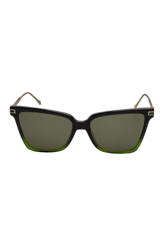 Lunettes de soleil carrées Femme Noir et vert 56 mm