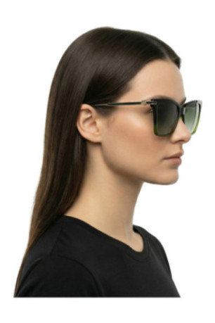 Lunettes de soleil carrées Femme Noir et vert 56 mm