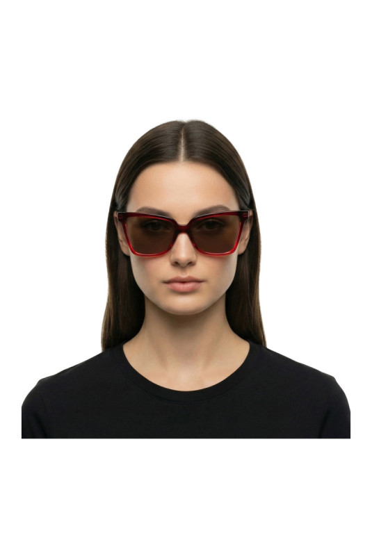 Lunettes de soleil carrées Femme Rouge bordeaux 56 mm
